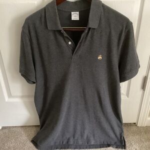 MENS Brooks Brothers 1818 Gray Polo With Gold Logo Pig Size XL